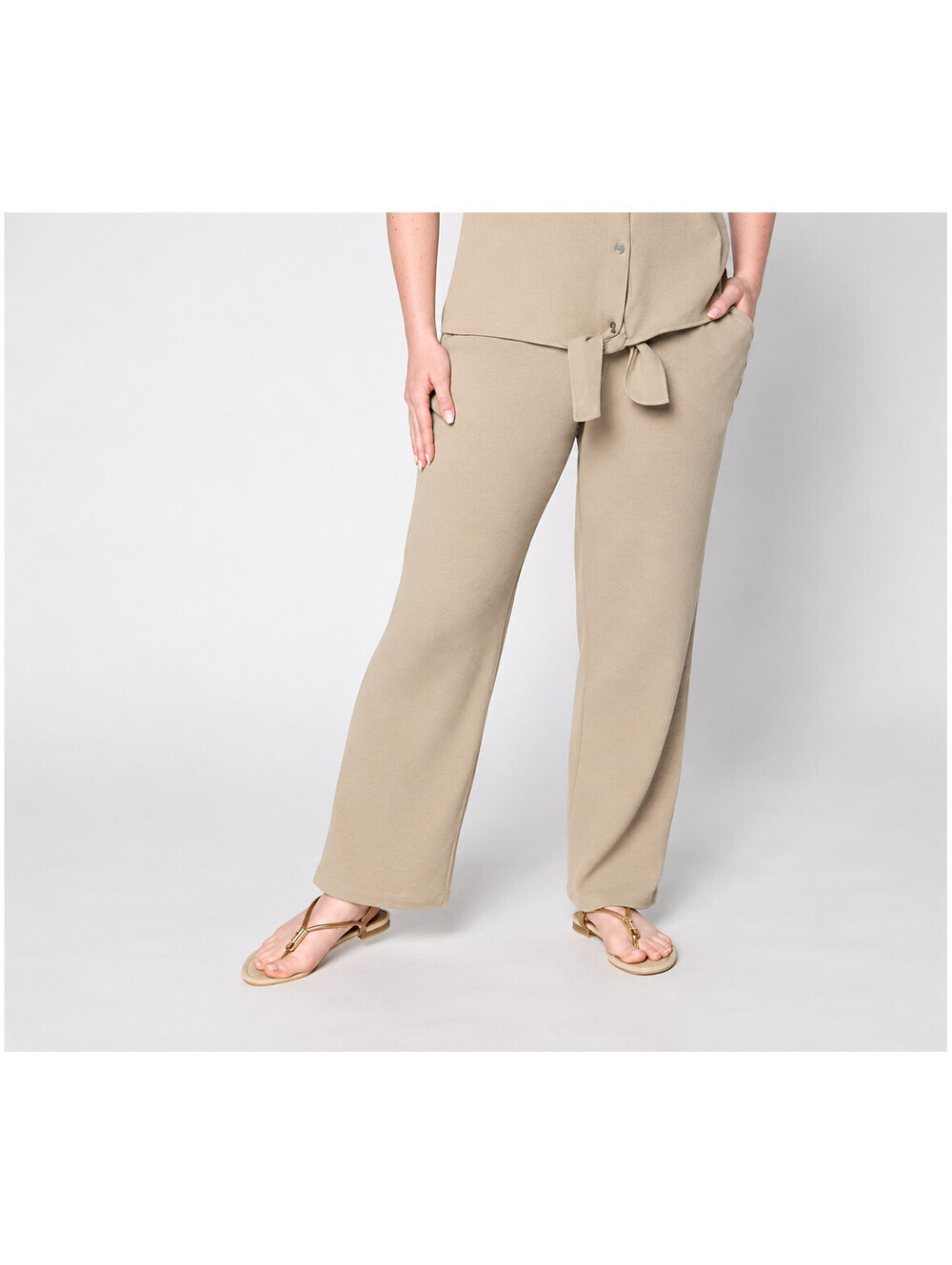 Belle by Kim Gravel Tall Packabelle Slay the Vacay Straight Pant Sandbar Sage 1X